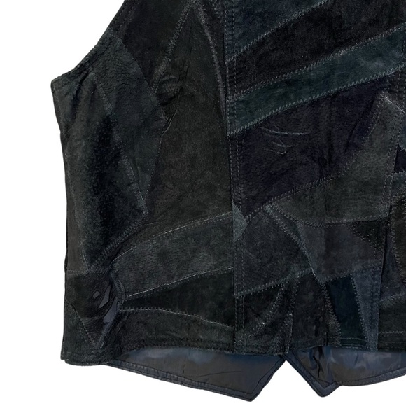 Vintage Italian Stone Design Men’s Patchwork Suede Leather Vest Black Medium - Picture 5 of 5